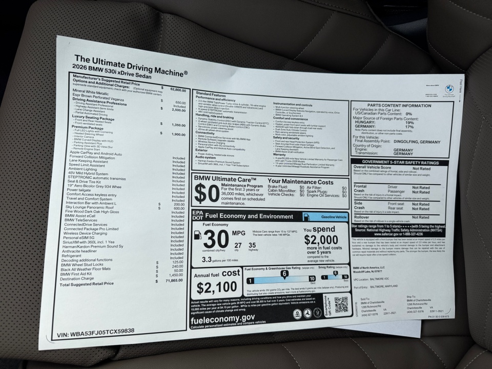 WBA53FJ05TCX59838 2026 BMW 530i xDrive