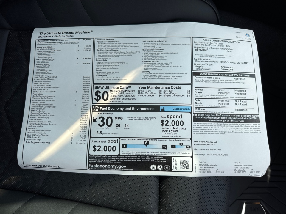 WBA53FJ06VCX84332 2027 BMW 5 Series 530i xDrive