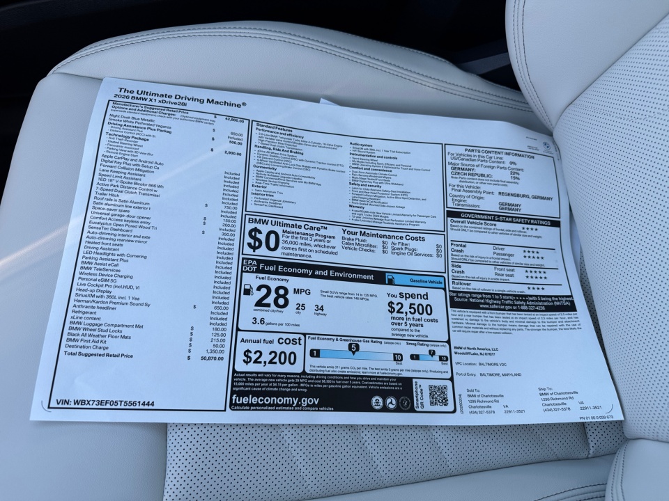 WBX73EF05T5561444 2026 BMW X1 xDrive28i