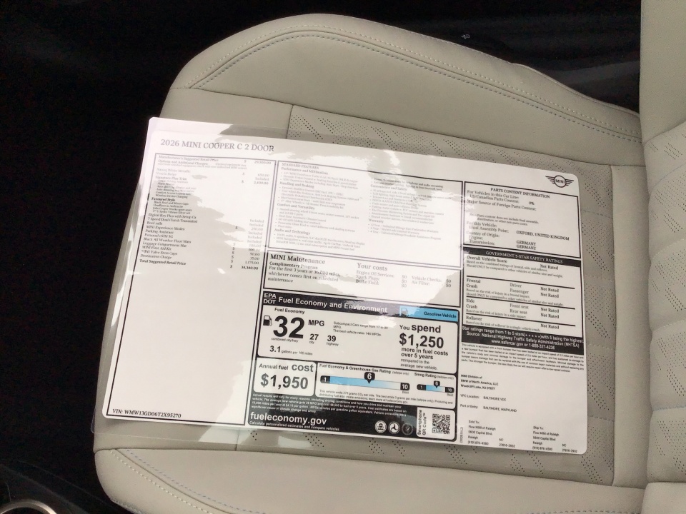WMW13GD06T2X95270 2026 MINI Hardtop 2 Door Cooper