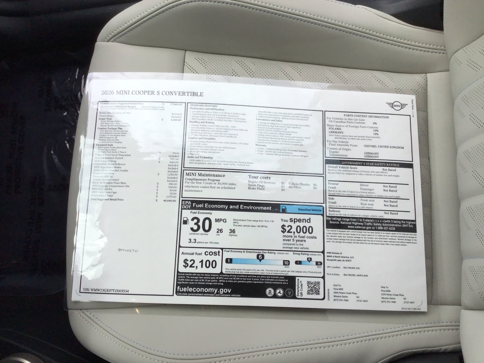 WMW23GX07T2X65534 2026 MINI Convertible Cooper S