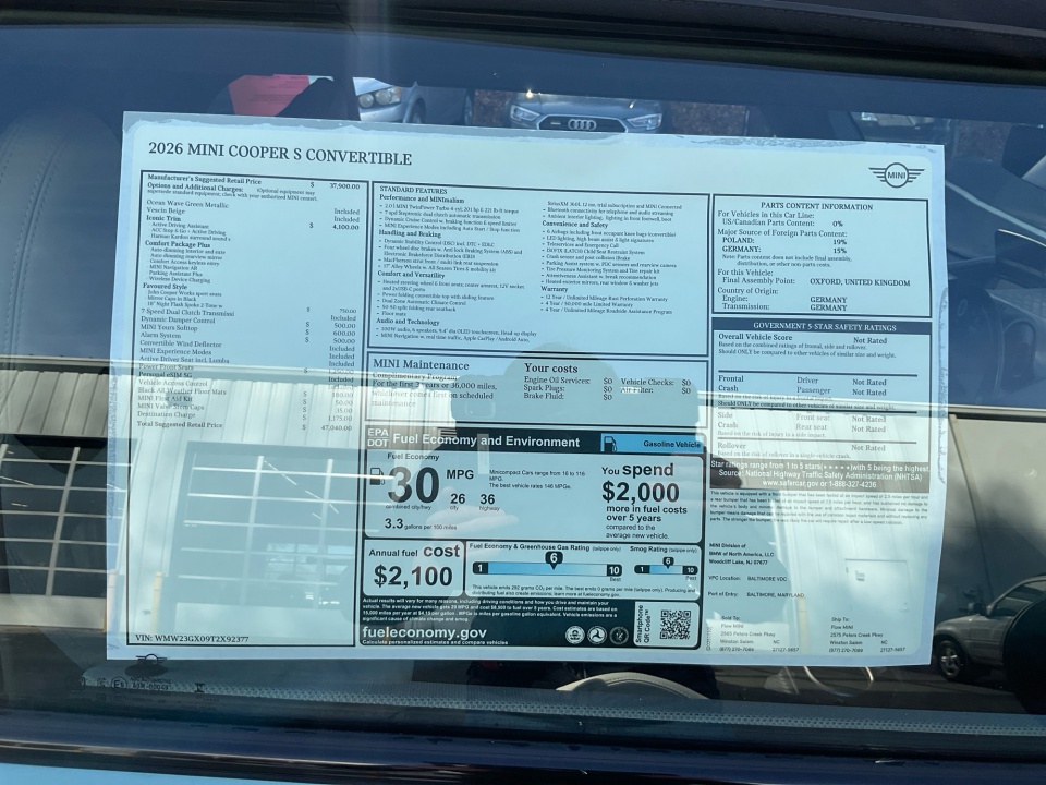 WMW23GX09T2X92377 2026 MINI Convertible Cooper S