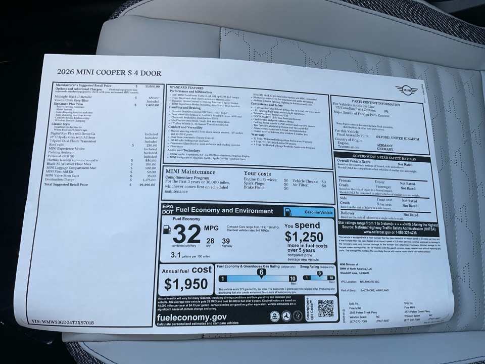 WMW53GD04T2X97018 2026 MINI Hardtop 4 Door Cooper S
