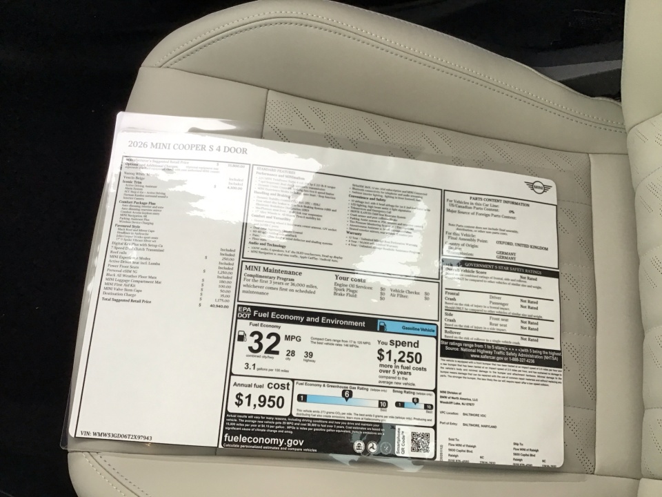 WMW53GD06T2X97943 2026 MINI Hardtop 4 Door Cooper S