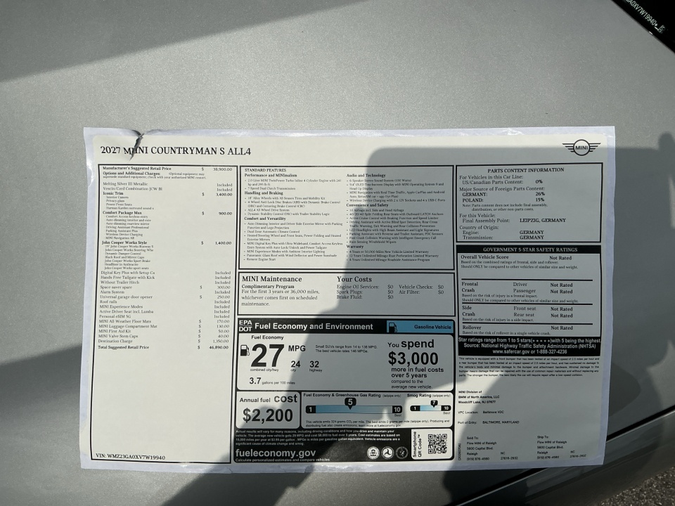 WMZ23GA0XV7W19940 2027 MINI Countryman S