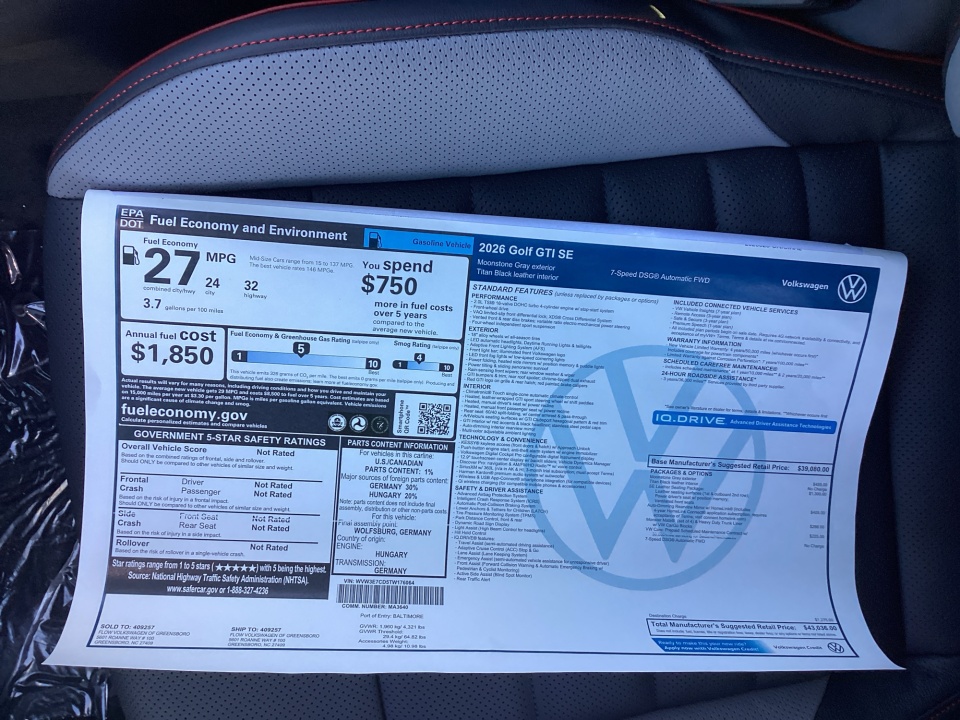 WVW3E7CD5TW176064 2026 Volkswagen Golf GTI SE