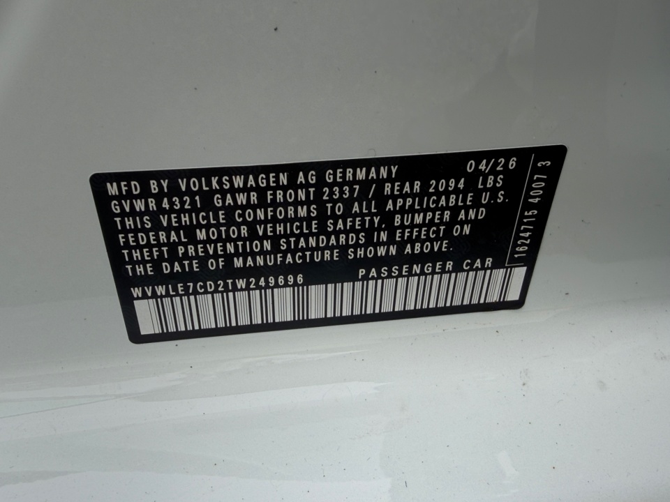 WVWLE7CD2TW249696 2026 Volkswagen Golf GTI S