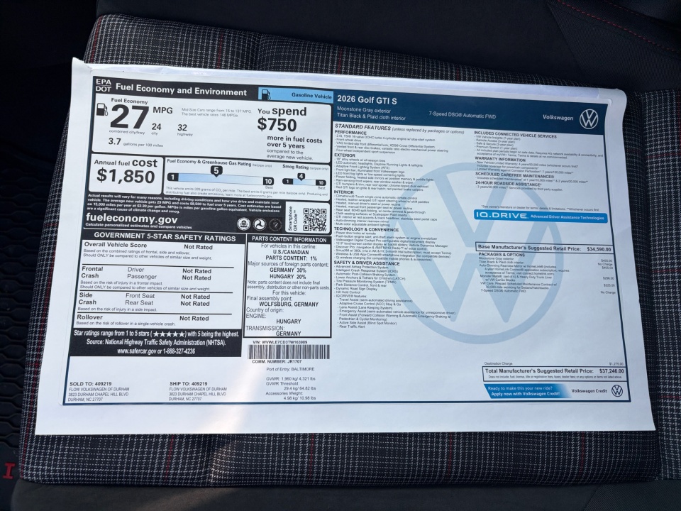 WVWLE7CD3TW163989 2026 Volkswagen Golf GTI S