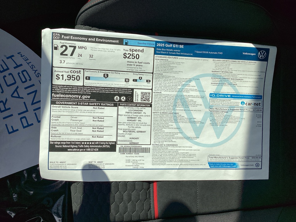 WVWSA7CDXSW240833 2025 Volkswagen Golf GTI 2.0T SE