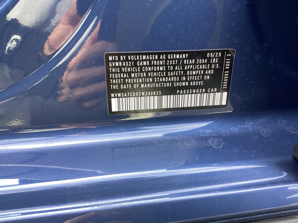 WVWSA7CDXSW240833 2025 Volkswagen Golf GTI 2.0T SE