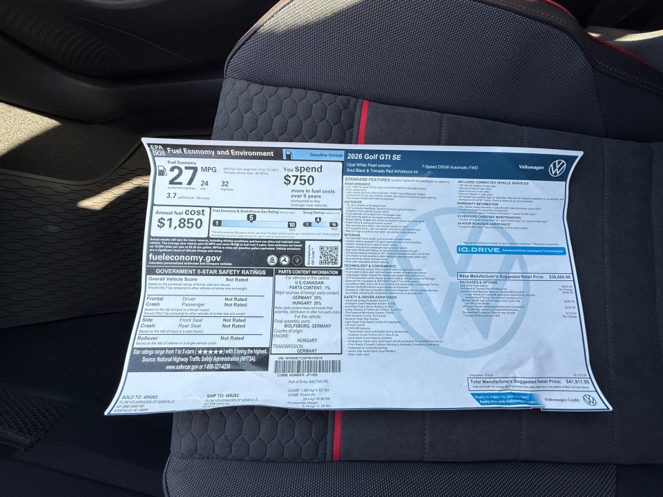 WVWSE7CD0TW155876 2026 Volkswagen Golf GTI SE