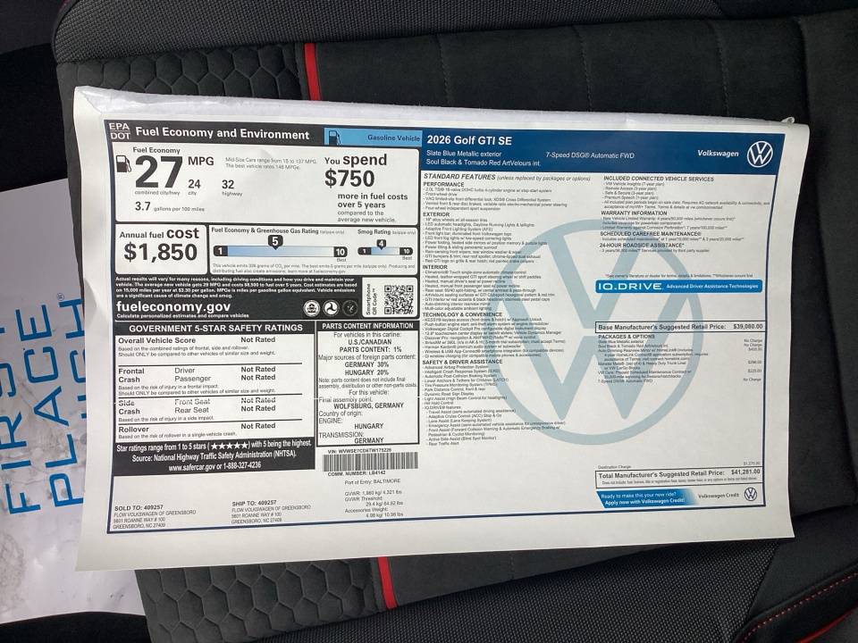 WVWSE7CD6TW175226 2026 Volkswagen Golf GTI SE