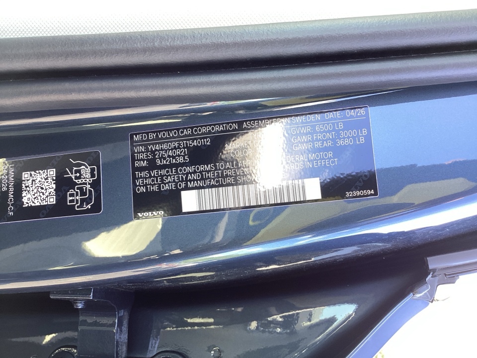 YV4H60PF3T1540112 2026 Volvo XC90 Plug-In Hybrid Ultra