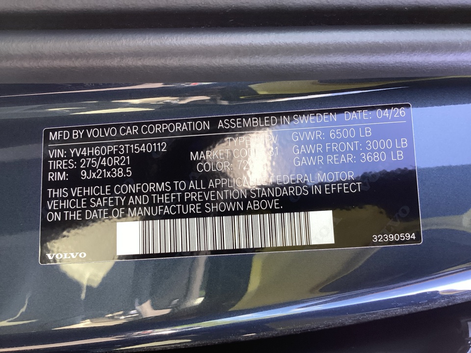 YV4H60PF3T1540112 2026 Volvo XC90 Plug-In Hybrid Ultra
